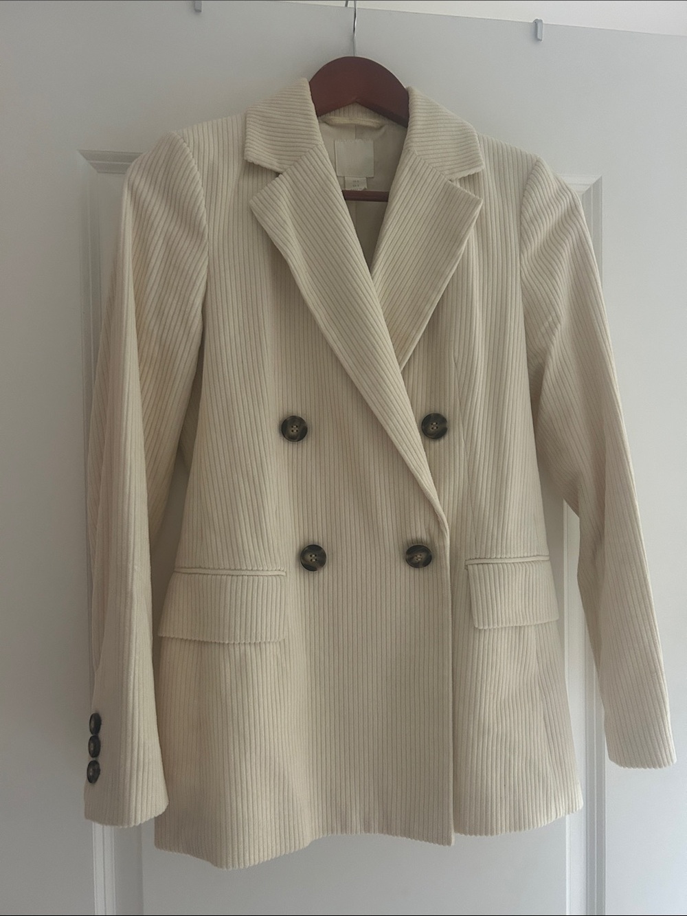 H&M Cream Double-Breasted Women's Blazer Jacket size 0